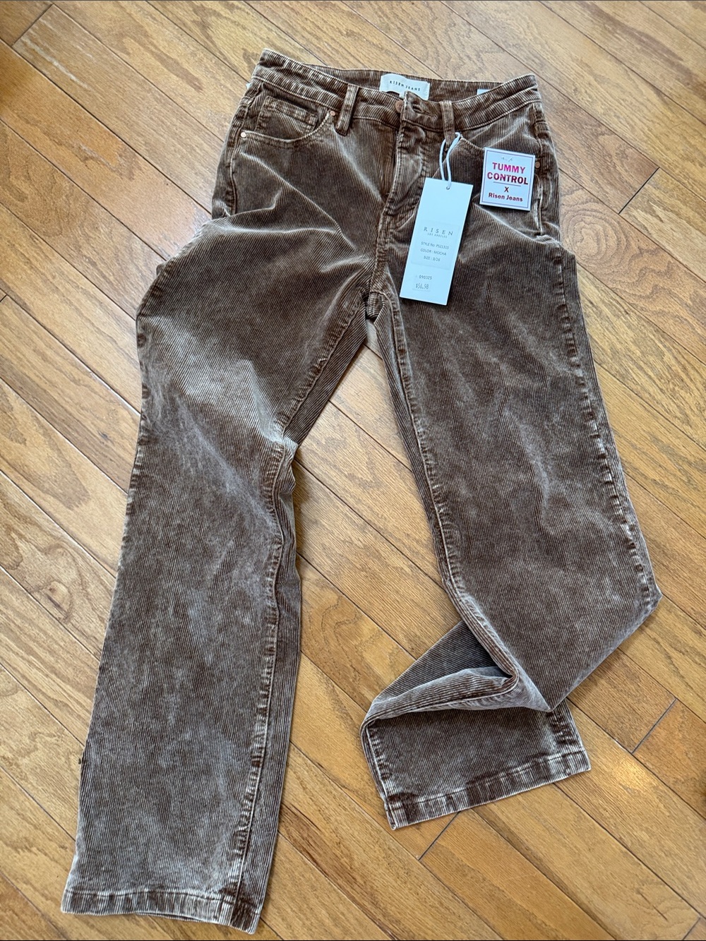 Risen Brown Corduroy Tummy Control Women's Pants